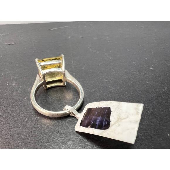 NEW Princess cut lemon quartz sterling silver ring size 7 - Picture 4 of 11